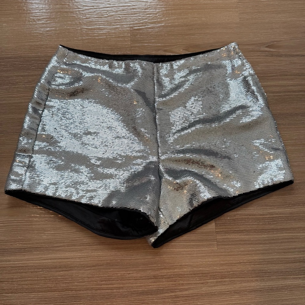Blank NYC Silver Sequin Shorts